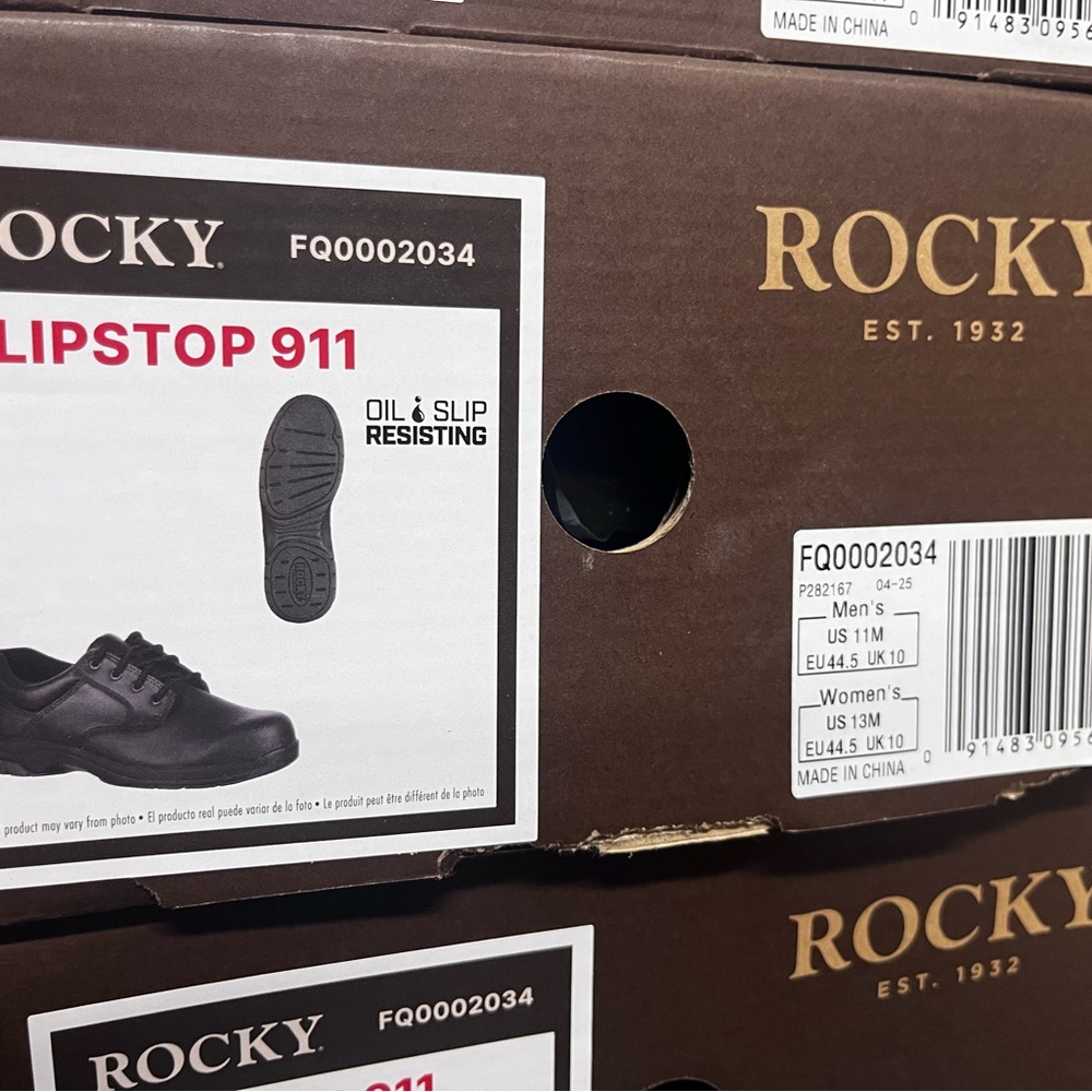 Rocky Men's Black Slip-Resistant Oxfords